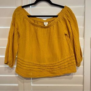Roan & Ryan Off The Shoulder Cotton Top Mustard Yellow Size Medium